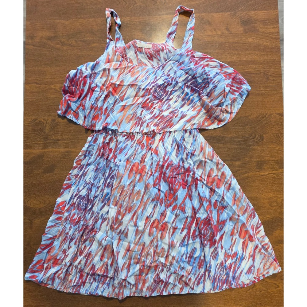 Lime N Chili Womens Abstract Print Ruffle Tiered Sleeveless Summer Dress